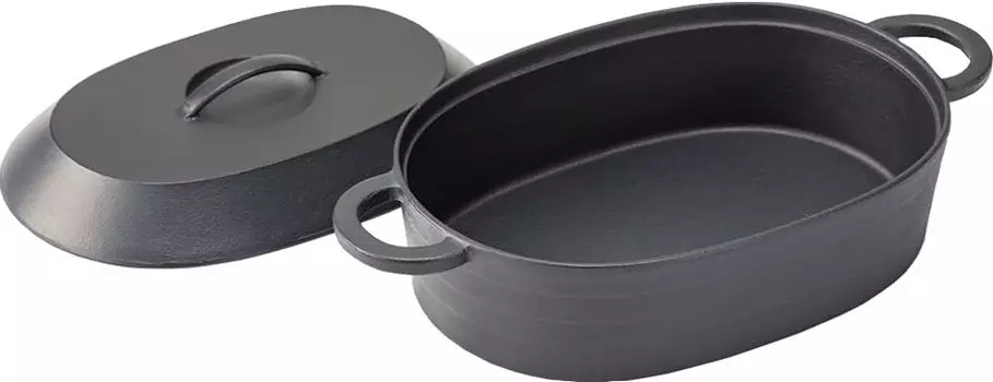 Iwachu Japan Brand Pro Arte Oval Pot Black Baked IH Compatible Nambu Ironware 60002