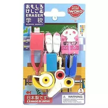 Iwako Funny Eraser School Pink для девочек блистерная упаковка ER-BRI015 12-1 розовый