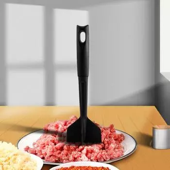 Измельчитель фарша, блендер для мяса, кухонный инструмент, пресс для мяса для бургеров, толкушка для картофеля, антипригарное кухонное приспособление с эргономичной ручкой чёрный