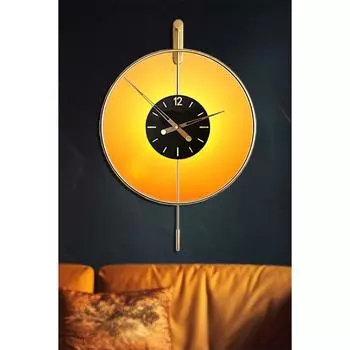 Izmir Led Time 60 см золото, беспроводные светодиодные на батарейках, современные декоративные металлические настенные часы с маятником