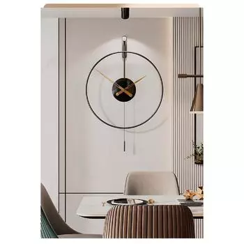 Izmir Time 60 см, черные, современные декоративные металлические настенные часы с маятником
