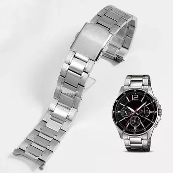 Изогнутый конец ремешка для часов Casio Strap MDV-106 Bracelet MDV106 Swordfish MTP-1374 MTP-1375 Мужской ремешок для часов из нержавеющей стали 22 мм 22mm
