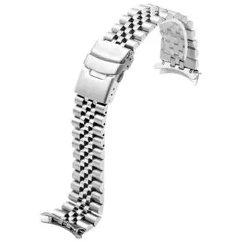 Изогнутый юбилейный ремешок из нержавеющей стали 22 мм для Casio MDV106-1A Duro 106, серебристый ремешок для часов