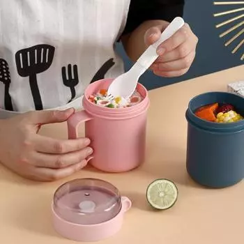 Изолированная суповая чашка с ручкой, пищевой класс, не содержит BPA, герметичная, портативная герметичная чашка для завтрака из овсянки и молока