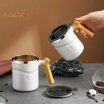 Изоляционная чашка с деревянной ручкой, сохраняющая тепло, портативная, универсальная, простая, против падения, кофейная кружка, для наружного использования