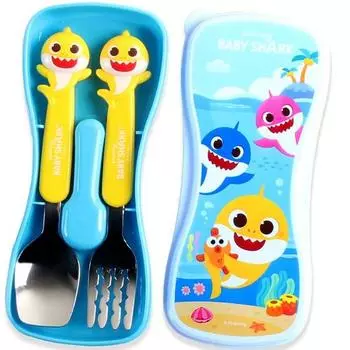 Izoum Infant Baby Shark 3D набор футляров для ложки и вилки, разные цвета, ложка + вилка + футляр