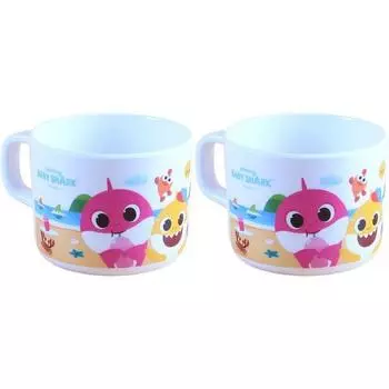 Izoum Infant Pinkfong Baby Shark Чашка с меламиновой ручкой, 2 шт., Популярные корейские товары для родителей