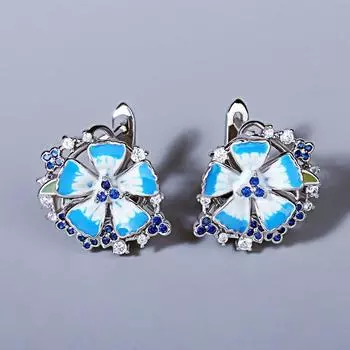 Изысканные серьги для женщин, модные серьги с синим цветком, модный подарок для вечеринки, ювелирные изделия ручной работы, эмаль, свадебные украшения синий
