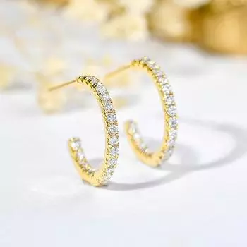 Изысканные серьги для женщин, простые серьги-кольца, модные повседневные украшения из циркония.