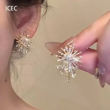 Изысканные серьги-фейерверки из циркона — универсальный дизайн звездного неба премиум-класса A2051 золотой
