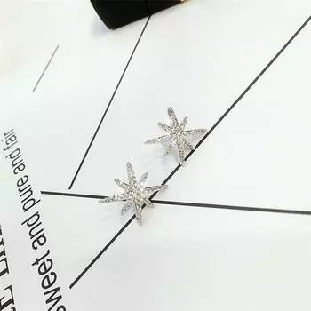 Изысканные серьги-гвоздики с цирконием, снежинкой, анисовой звездой, креативные, милые, из стерлингового серебра 925 пробы, модные женские серьги-гвоздики SEA536