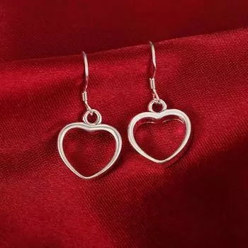 Изысканные серьги из стерлингового серебра 925 пробы, модные серьги в форме полого сердца для женщин, подарок на день рождения, очаровательные ювелирные изделия