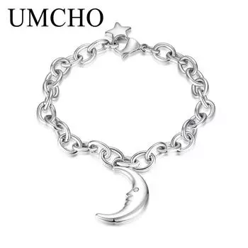 Изысканный браслет Umcho Moon из нержавеющей стали 316L 18cm серебряный