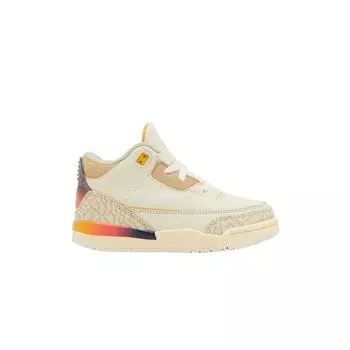 J. Детские кроссовки Balvin x Air Jordan 3 Retro TD Medelln Sunset кремовые разноцветные FN0347-901 26