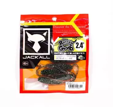 Jackall Soft Lure Rhythm Grub 2,4 дюйма Dark Thunder/Clear Silver (6621)