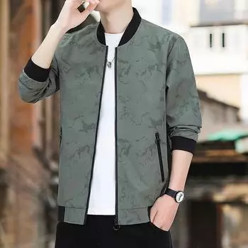 Jacket Men s Autumn Fashion Youth Stand-Up Collar Men s Trend Ruffian Casual Baseball Collar Top Jacket M чёрный