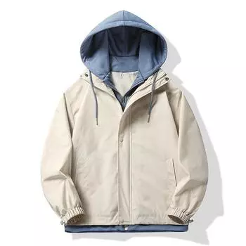 Jacket Men s Spring and Autumn New Fake Two-piece Hooded Jacket Men s Tops Men s Hong Kong Style M