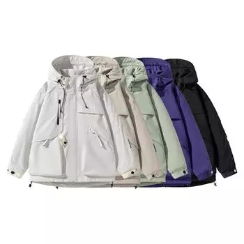 Jacket Men s Spring and Autumn New Jacket Loose Large Size Color Block Windproof Outdoor Versatile Hooded Casual Jacket S