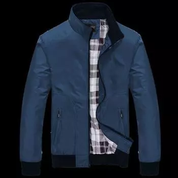 Jacket Men s Stand-Up Collar Men s Casual Jacket Plaid Jacket M