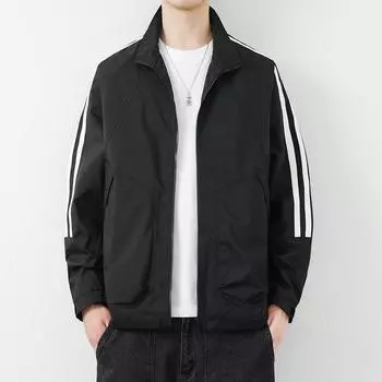 Jacket Men s Trench Coat Autumn and Winter Casual Coat Men s Middle-aged and Young Students Breathable Sports Jacket Men s Top M чёрный