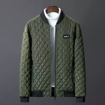 Jacket Winter Men s Velvet Thickened Cotton Coat Korean Version Trendy Brand Houndstooth Cotton Coat Casual Warm Baseball Collar Cotton Coat M