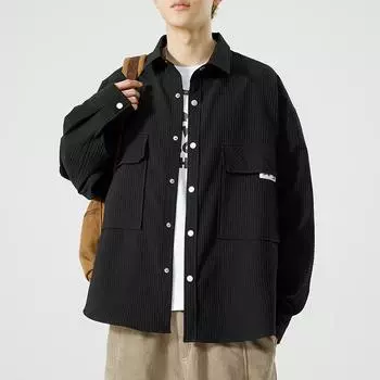 Jackets for Men Spring and Autumn New Trend Men s Versatile Loose Workwear Tops Casual Lapel Jackets for Men M