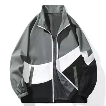 Jackets Men s Autumn New High-quality Casual Jackets Trendy Windproof Stand-up Collar Color-blocked Korean Style Sports Tops for Men M