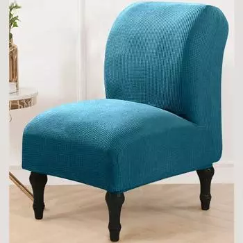 Jacquard Armless Chair Cover Solid Single Sofa Slipcover Nordic Accent Stretch Chair Covers Elastic Cheap Couch Protector Cover XL Chair Cover чёрный