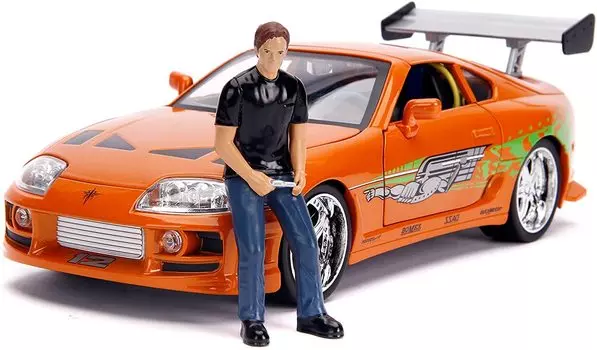 JADA TOYS Fast Furious 1995 Toyota Supra Orange с подсветкой для фигурки Брайана Fast Furious Toyota Supra 31139 1/18 & O Connor Light/Tail & Brian s