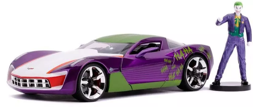 JADA TOYS Мини-машинка HWR DC Bombshells 2009 Corvette Stingray Concept 1/24 с Джокером фиолетовый