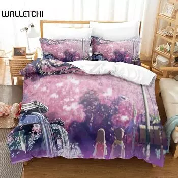 Japan 3D Anime 5 Centimeters Per Second Bedding Sets Duvet Cover Set With Pillowcase Twin Full Queen King Bedclothes Bed Linen 70x133cm 2pcs