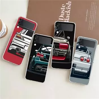 Japan JDM Sports Car Clear Phone Case For Samsung Galaxy Z Flip 4 Case Thin High Hard PC Shell on For Galaxy Z Flip 3 5G Cover Galaxy Z Flip