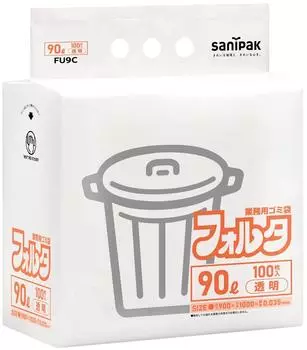Japan Sanipak Garbage Bags Transparent 90L 100 Pieces Kanyu Packaging Folta Thin FU9C 0.035 LL+META