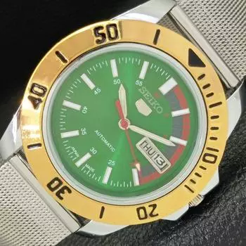 JAPAN SEIKO 5 MENS AUTOMATIC 6309A REFURBISHED GREEN DIAL WATCH a426520-2 RL-a426520