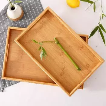 Japanese Bamboo Rectangular Tea Tray - Versatile for Household, Restaurant, Barbecue, Water Cup Storage, and Serving.