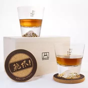 Japanese Fuji Tajima Rocks Whiskey Fuji Pair Beer Handmade in Wedding Wedding Birthday Retirement Respect for the Aged Midyear Gift Fuji Rocks Pair