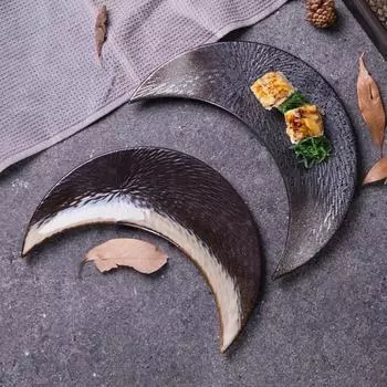 Japanese Retro Creative Ceramic Plate Moon Plate Specialty Restaurant Personalized Sushi Cuisine Plate Arrangement