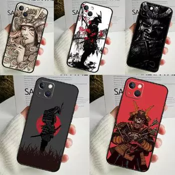 Japanese Samurai Warrior Phone Case For iPhone 14 13 12 11 16 15 Pro Max Plus Mini 7 8 X XR XS Max Soft Cover iPhone 13Pro MAX