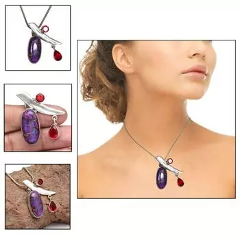 Jasper Garnet Gemstone Women s Gift For Her Silver Jewelry Pendant 1.5