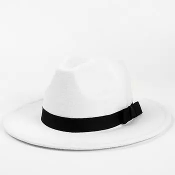Jazz Hat, цилиндр, 3 заклепки, однотонный цилиндр, мужская и женская широкая шерстяная шляпа, ретро, большой размер One Size белый