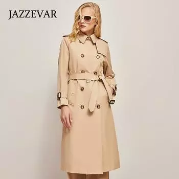 JAZZEVAR Женский повседневный модный плащ с поясом XXL хаки