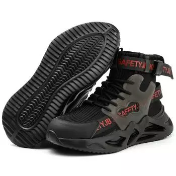 JB7719 Stock Available Lightweight Black Safety Shoes Protective Steel Toe Fashion-Forward Industrial Work Safety Boot 38 серый
