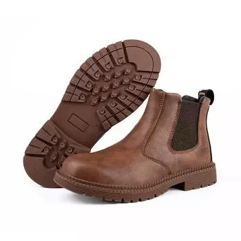 JB815 New Styles Men s Work Boots Anti-smashing Indestructible Steel Toe Leather Upper Water-proof Safety Shoes 40 чёрный