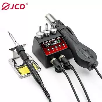 JCD 750 Вт, новинка 8898Pro, паяльная станция 2 в 1, ЖК-дисплей, регулируемая температура, контроль воздушного потока, BGA, SMD IC, сварочный инструмент для пайки чёрный