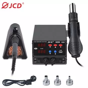 JCD 750 Вт SMD пайка быстрая 3 в 1 термофен USB интерфейс светодиодный дисплей паяльник BGA паяльная станция 8206