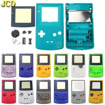 JCD Пластиковый игровой корпус, чехол для игровой консоли Gameboy Color GBC, корпус с кнопками, наборы, наклейка на винт, этикетка жёлтый