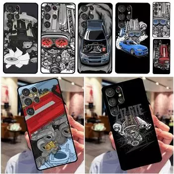 JDM Car RB26 Engine Case For Samsung Galaxy S22 Ultra S21 S20 FE S9 S10 Note 10 Plus 20 Ultra Full Back Cover Galaxy S20 Plus