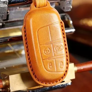 Jeep Key Cover for Renegade/Cherokee/Dodge - Leather Key Protection Case коричневый