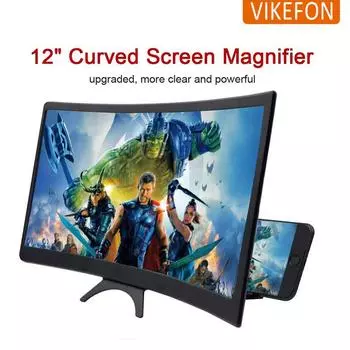 Экран телефона 3D HD лупа фильм видео усилитель держатель увеличитель экран смартфон увеличительный изогнутый экран 12 дюймов чёрный