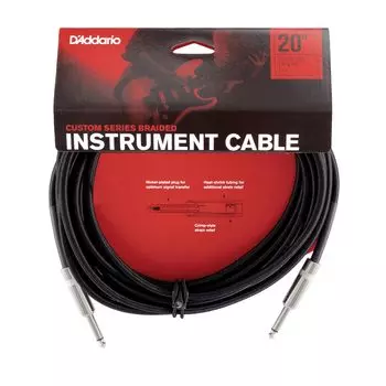 Экранированный кабель Custom Series Braided Instrument Cable Black D Addario (Гитарный щит) PW-BG-20BK (6,1 м СС) [] чёрный
